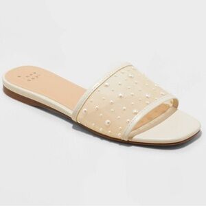 Target A New Day Elain Pearl mesh slide sandals cream size 8